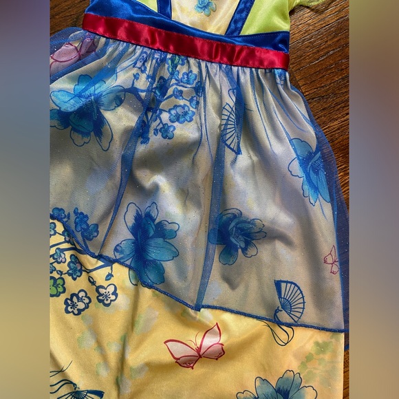 Disney Mulan Costume Dress 3T girl nightgown with Floral Design sparkle overlay - Picture 6 of 13